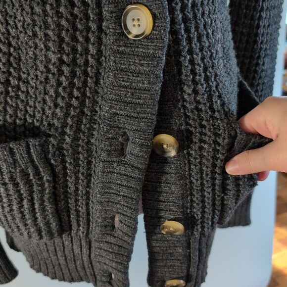 Aerie Sweater Women's Size Small Petite Black Cardigan Knit Button Up Wool Blend - Picture 2 of 10